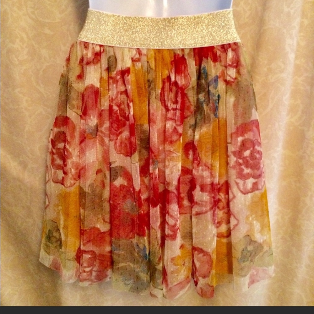 Chiffon floral skirt shimmer glitter